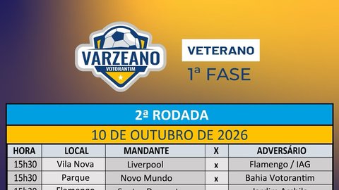 Campeonato Veterano de Futebol - 2ª Rodada