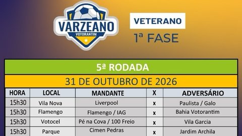 Campeonato Veterano de Futebol - 5ª Rodada