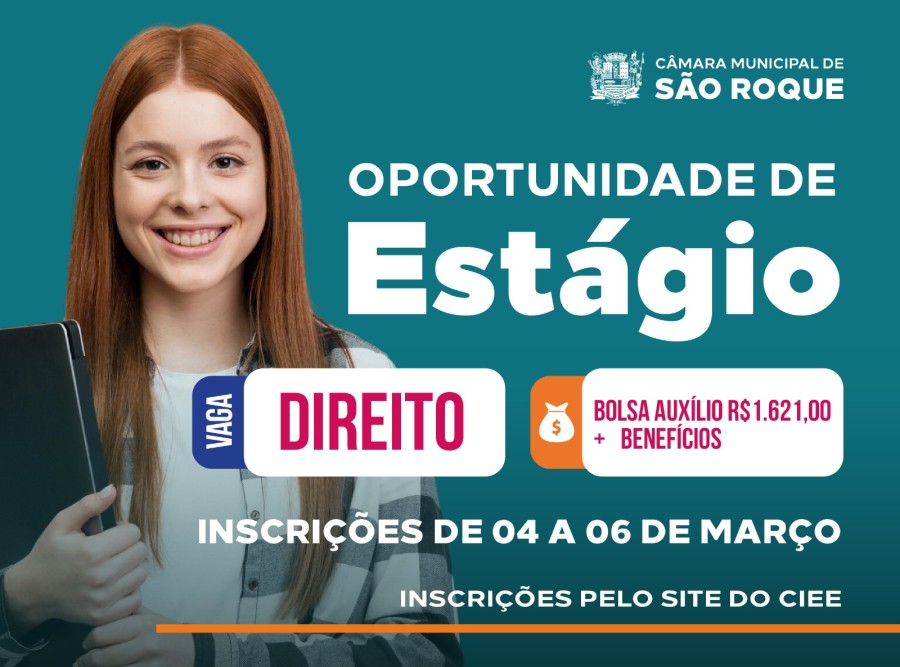 Vereador anuncia seleção para estágio em Direito na Câmara de São Roque com bolsa de R$ 1.621.