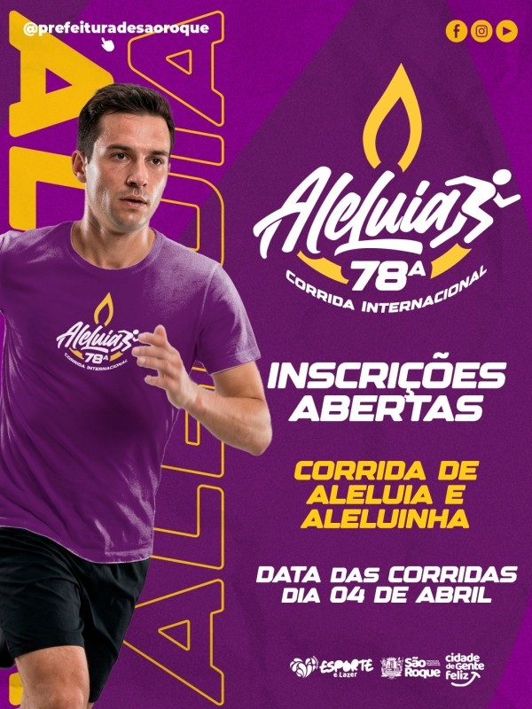 Atletas se inscrevem para a 78ª Corrida de Aleluia em São Roque, evento tradicional do Estado de São Paulo.