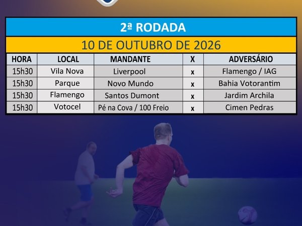 Segunda rodada do Campeonato Veterano terá duas estreias