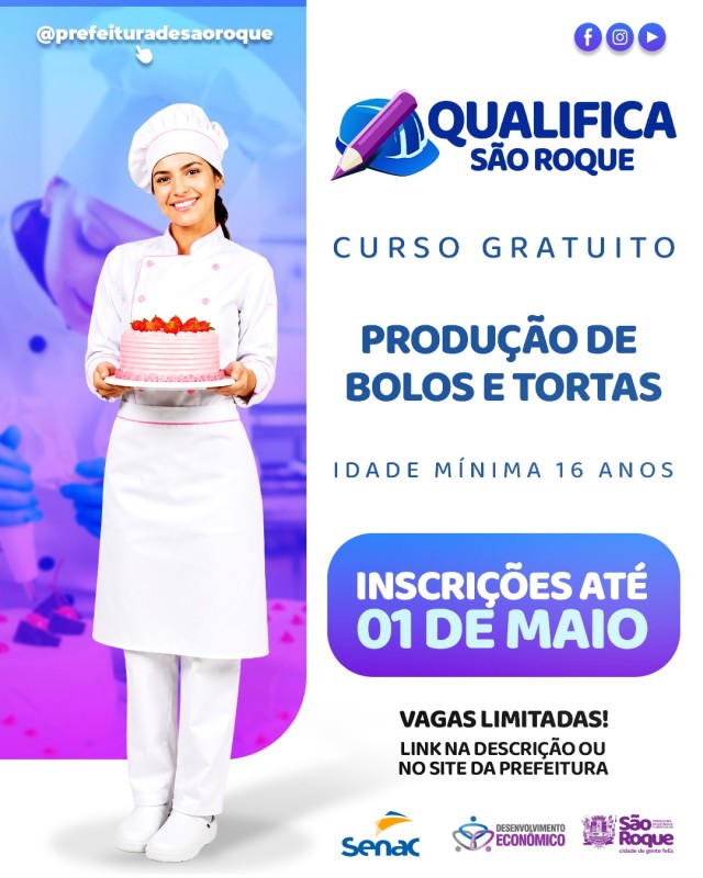 Qualifica São Roque abre inscrições para curso de bolos e tortas