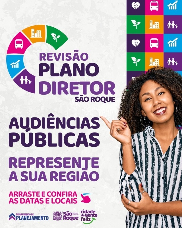 Audiências públicas em São Roque sobre a Revisão do Plano Diretor, com participação da comunidade.