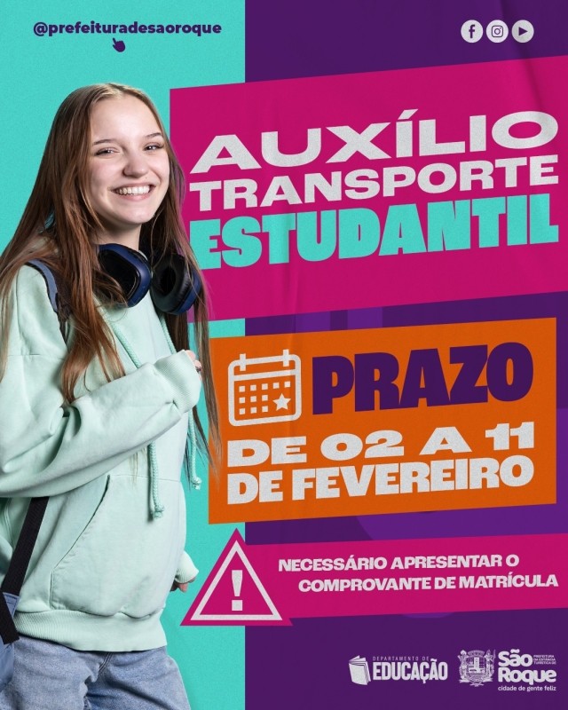 Vereador anuncia inscrições para auxílio-transporte estudantil em São Roque.