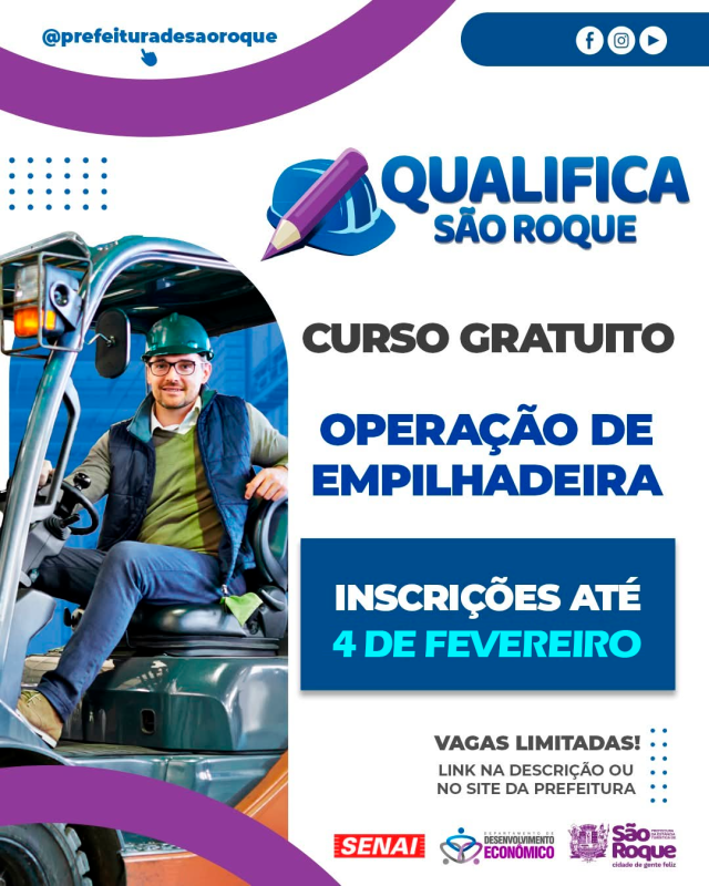 Vereador apresenta o curso gratuito de Operador de Empilhadeira do programa Qualifica São Roque.